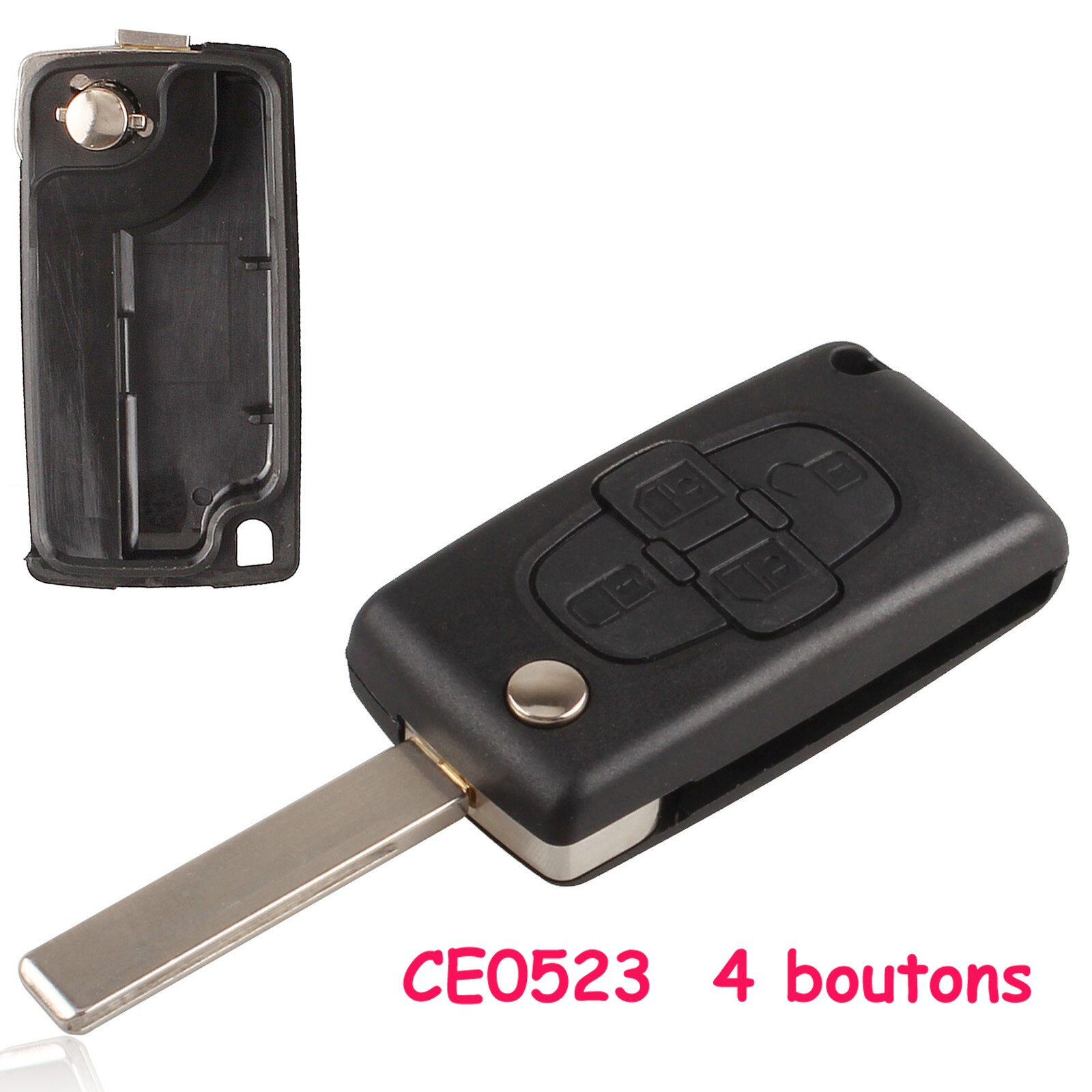 1 st utbytes 4- knapps flip-nyckel skal folb-fodral fjärrkontroll  ce0523 för peugeot 1007 807 bilnyckelfodral tillbehör