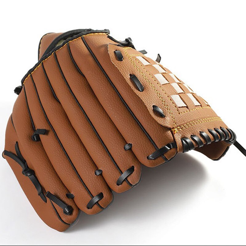 Deportes al aire libre 2 colores guante de béisbol equipo de práctica de Softball mano derecha para adultos hombre mujer tren, Marrón 12,5 pulgadas