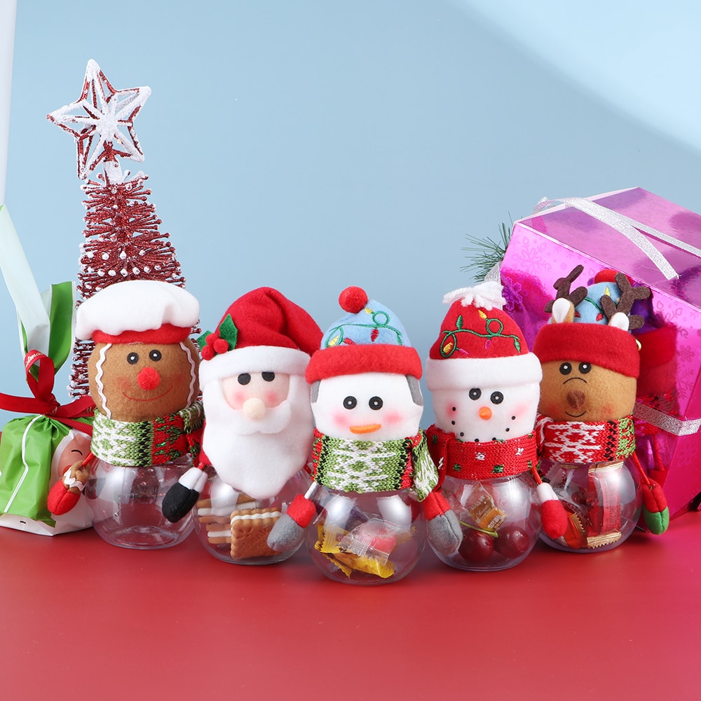 1PC Jaar Vrolijk Kerstfeest Suiker pot Snoep Opbergdoos Herten Sneeuwpop Kerstman Xmas Ornament Cookies Tassen Baby kids