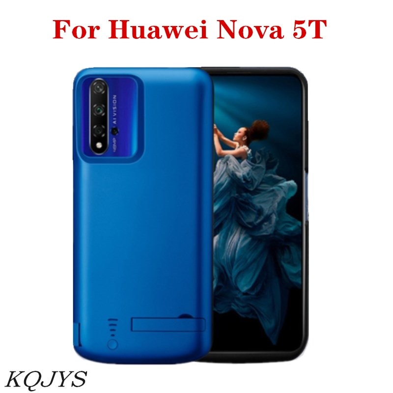 Kqjys 5000mah portátil power bank carregador de bateria casos para huawei nova 5t bateria caso powerbank capa de carregamento caso de energia