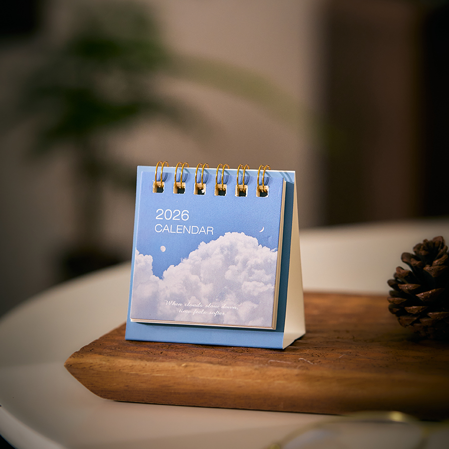 Mini Desk Calendar Dayd Starlight Series Portable Calendar Desktop Ornaments Check-In Plan Small Desk Calendar: SKY BLUE
