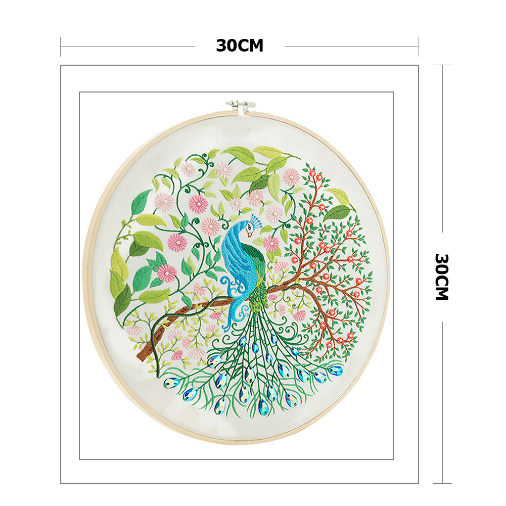 Handwerk Diy Stempel Bloem Pauw Handwerken Diy Katoenen Draad Borduurwerk Ingelijst Borduurwerk Kit Handwerken Craft