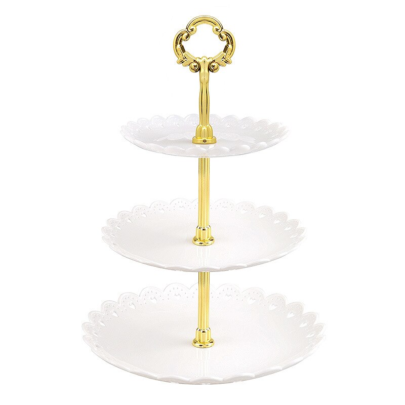 3 Tier Plastic Cake Stand Afternoon Tea Cake Stand Wedding Cake Plates Party Tableware Cake Shop Three Layer Cake Rack: White