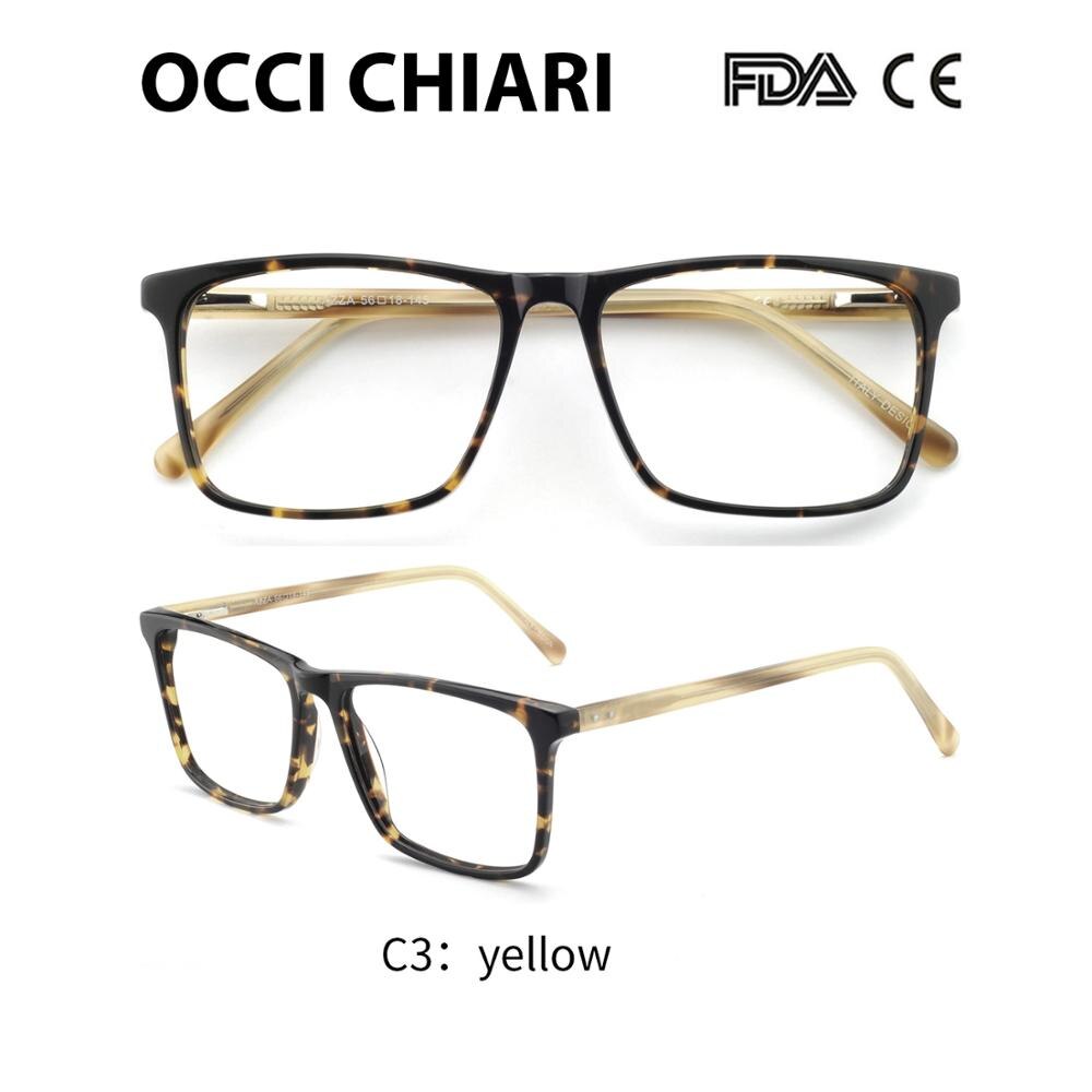 OCCI CHIARI Computer Glasses Frame Men Optical Eyeglasses frames Clear Lens blue light Gaming Eyewear Prescription Male: C3-yellow