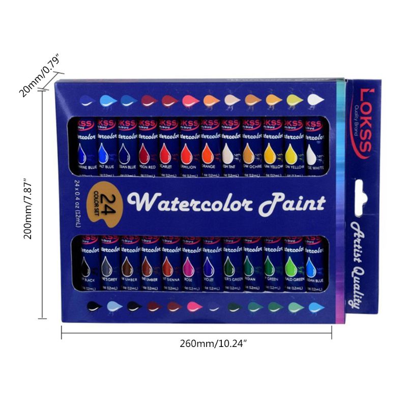 24 farvesæt kunstolie maling i store 12ml rør fyldige levende farver til studerende  w91a