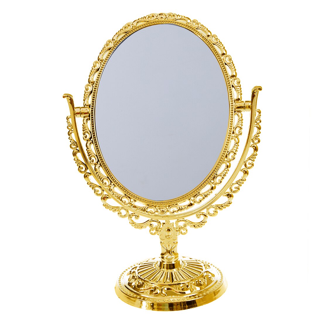 2 Color European Style Desktop Two Sided Oval Archaistic Swivel Makeup Cosmetic Mirror