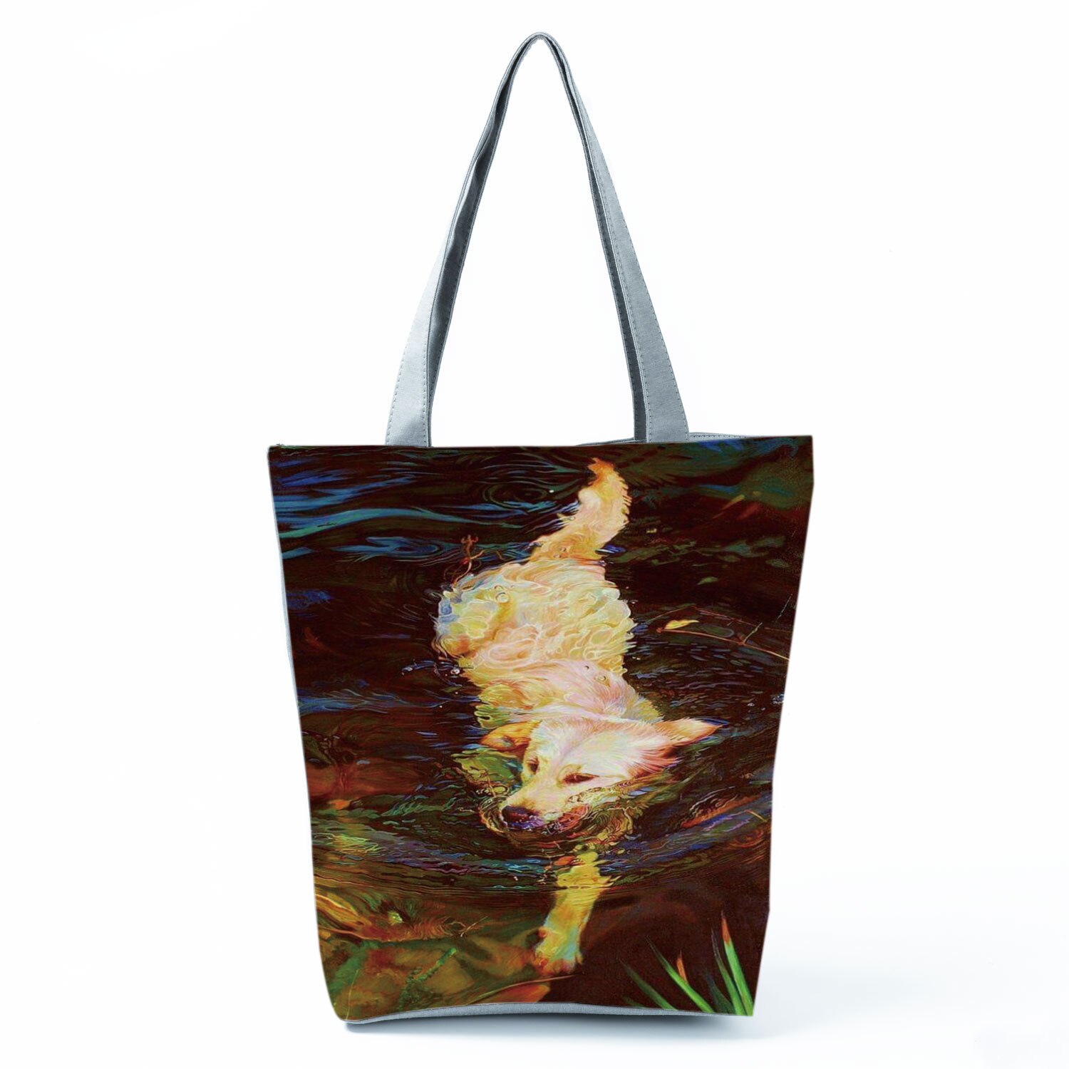 Sac à main en bandoulière de grande capacité pour femme, sac de courses exclusif avec peinture à l'huile, imprimé chien, pour épicerie, Papillon, carlin, Retriever: hl2916 Dog Bag