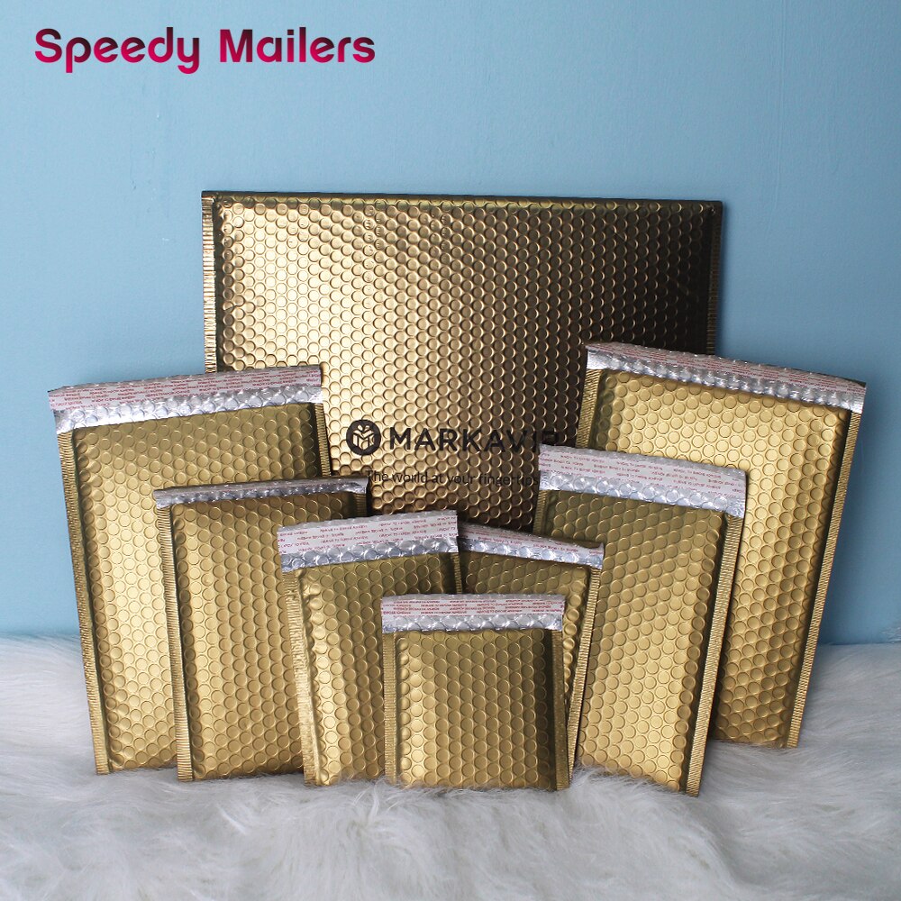 5 Size 20PCS Bubble Mailers Matte Gold Envelopes With Bubble Padded Postal Mailing Envelope Bags Waterproof Courier Bag