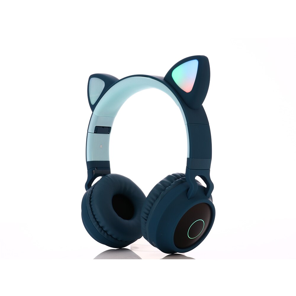 Drahtlose Kopfhörer, LED leucht Katze Ohren 5,0 Bluetooth Kopfhörer Unterstützung TF Karte, musik Headset für freundlicher und Mädchen: C28-Grün