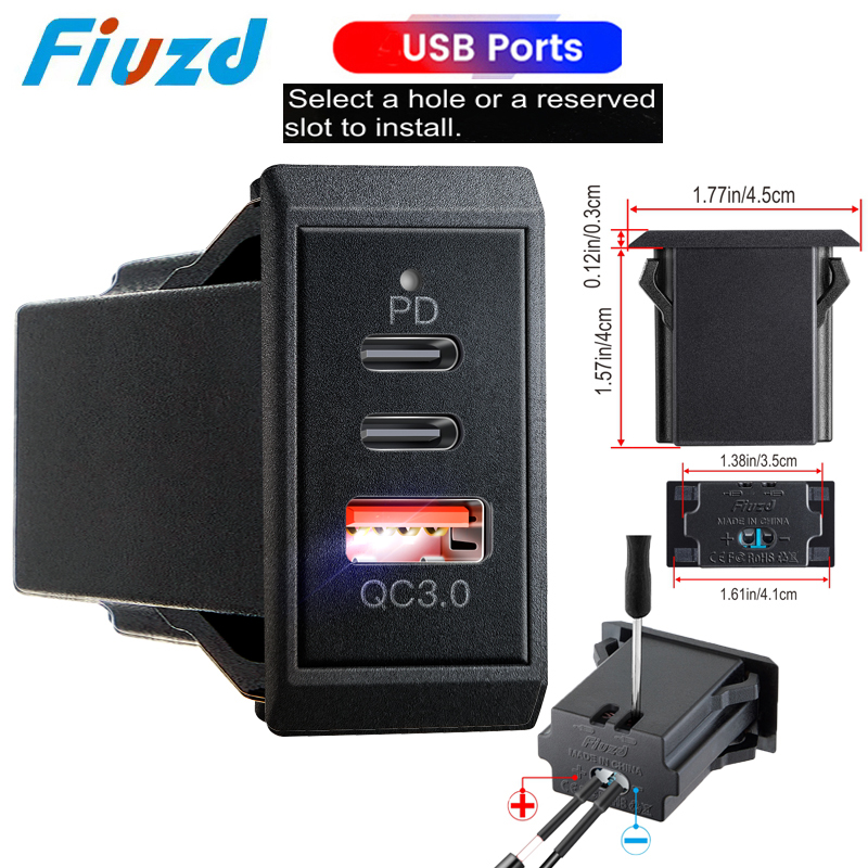 Biluttag 12v 24v usb-uttag 54w dubbla pd usb-c-portar snabbladdning 3.0 usb-laddningsuttag för passat  b8 b7 b6 b5 tillbehör: Vit