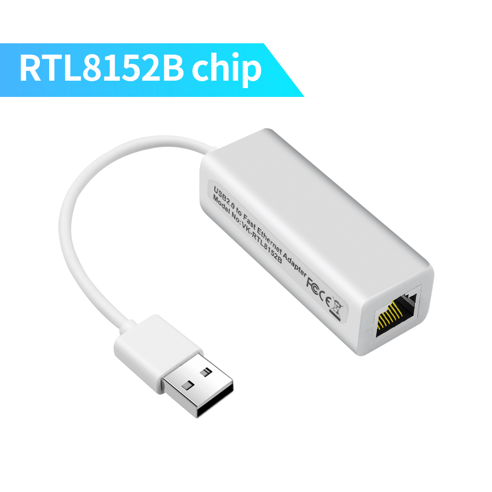 Portable USB 2.0 to RJ45 Ethernet Network Card RTL8152B Chip Lan USB Adapter 10/100Mbps for PC windows 7 8 10 XP Tablet Laptop: Default Title