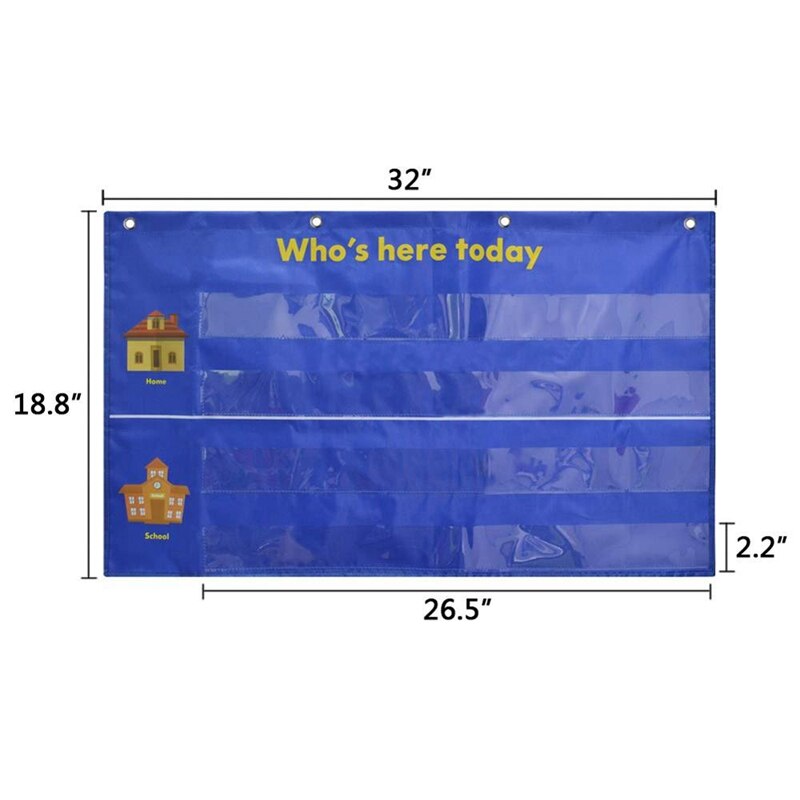 Who Is Here Kids Attendance Pocket Chart Suitable for Classroom Preschool Kindergarten with 36 Replacement Cards