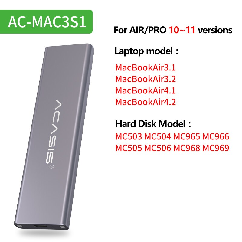 Acasis ssd kabinet til macbook pro air ekstern harddisk diskboks til apple usb 3.0 type-c: Til air pro 10-11