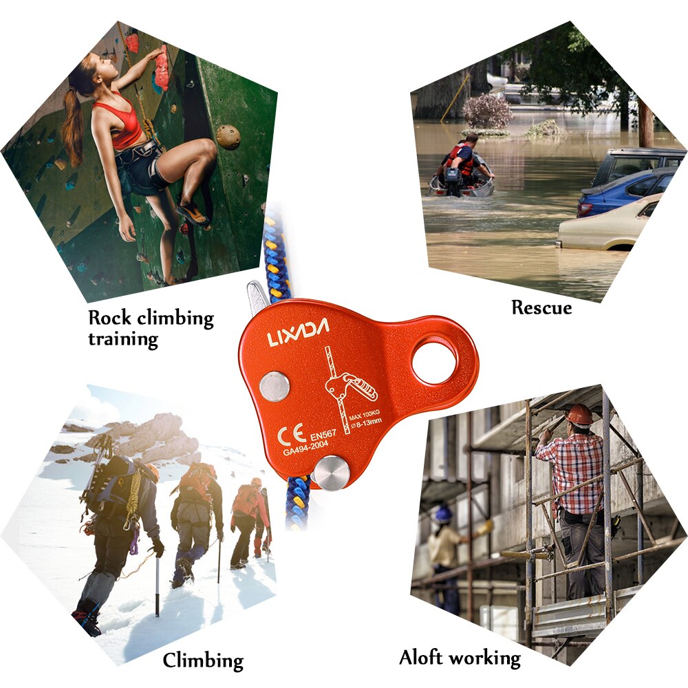 8-13MM Climbing Protective Ascender 220LB Climbing Ascender Belay Device Rope Grip Outdoor Climbing Equipment Rigging Rope Tool