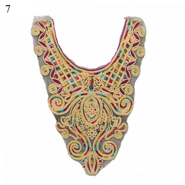 Kobiety dekolt haftowane szyi wykończenia koronki fałszywy kołnierz etniczne z pałąkiem na szyję Collarband szycia na łaty robić naszycia DIY Wykonany ręcznie wykończenia: 7