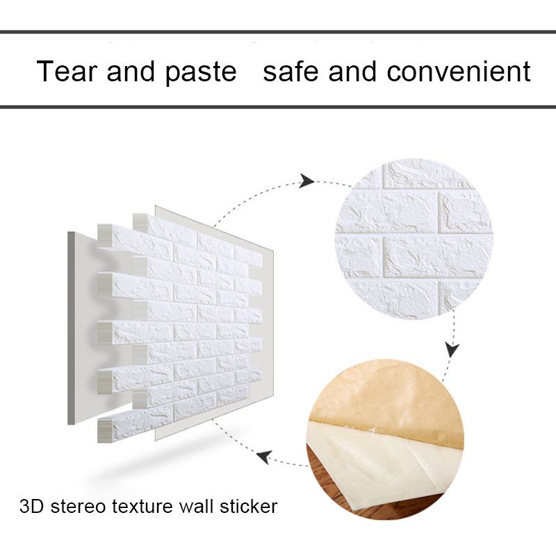 1PCS Self Adhesive Foam Wallpaper Waterproof 3D Brick Wall Panel Living Room Brick Stickers Bedroom Kid Brick Papers Home Decor
