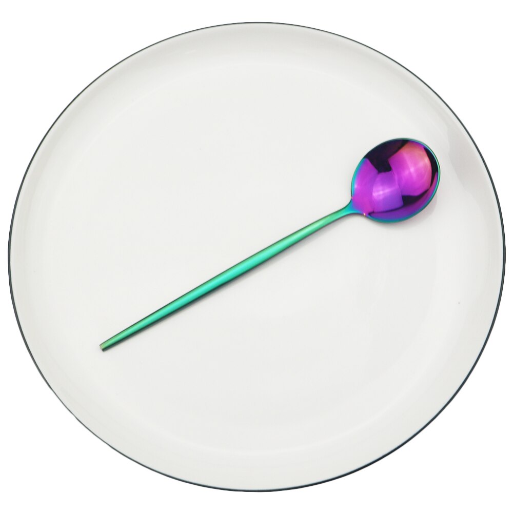 Regenboog Bestek Set 18/10 Rvs Servies Set Mes Vork Dessert Dessertlepel Diner Set Keuken Partij Servies: Oranje