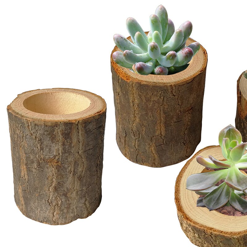 3 Size Hollow Wooden Stake Wooden Crafts Candlestick Small Pot Hollow Wood Stake Planters For Succulents Home Decoration