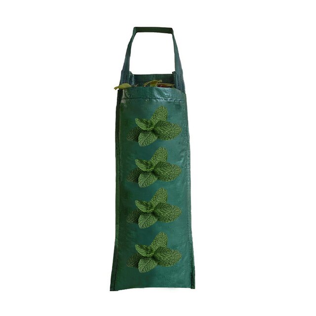 4/6/8/10 Zakken Groeien Zakken Muur Opknoping Verticale Aardbei Planten Zakken Voor Kruiden Groenten Fruit Indoor Outdoor plant Pot: Green 4 Holes