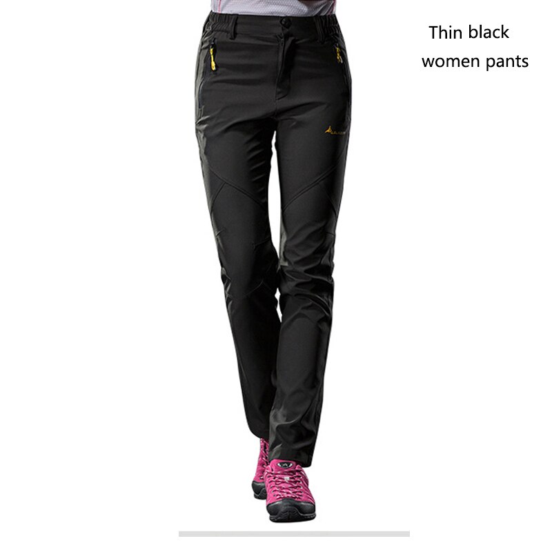 women thin hiking pants waterproof windproof trousers spring outdoor for Camping Ski Climbing Hiking Trousers fishing pants: Black / XXXL