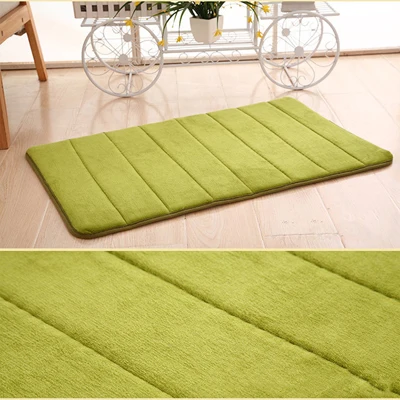 Alfombra de absorción de agua de 40x60cm, felpudo absorbente para interiores, espuma viscoelástica peluda, lana de Coral, antideslizante, alfombrillas para puerta de baño: green