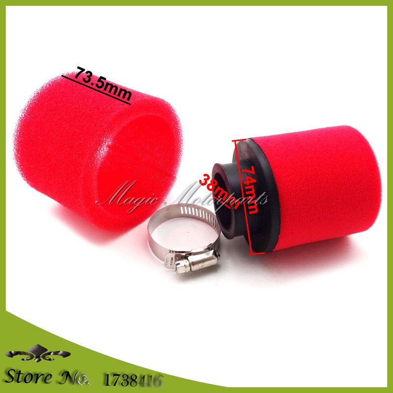 Rött 38mm skum luftfilter för mikuni  vm22 26mm förgasare pit pro smutscykel