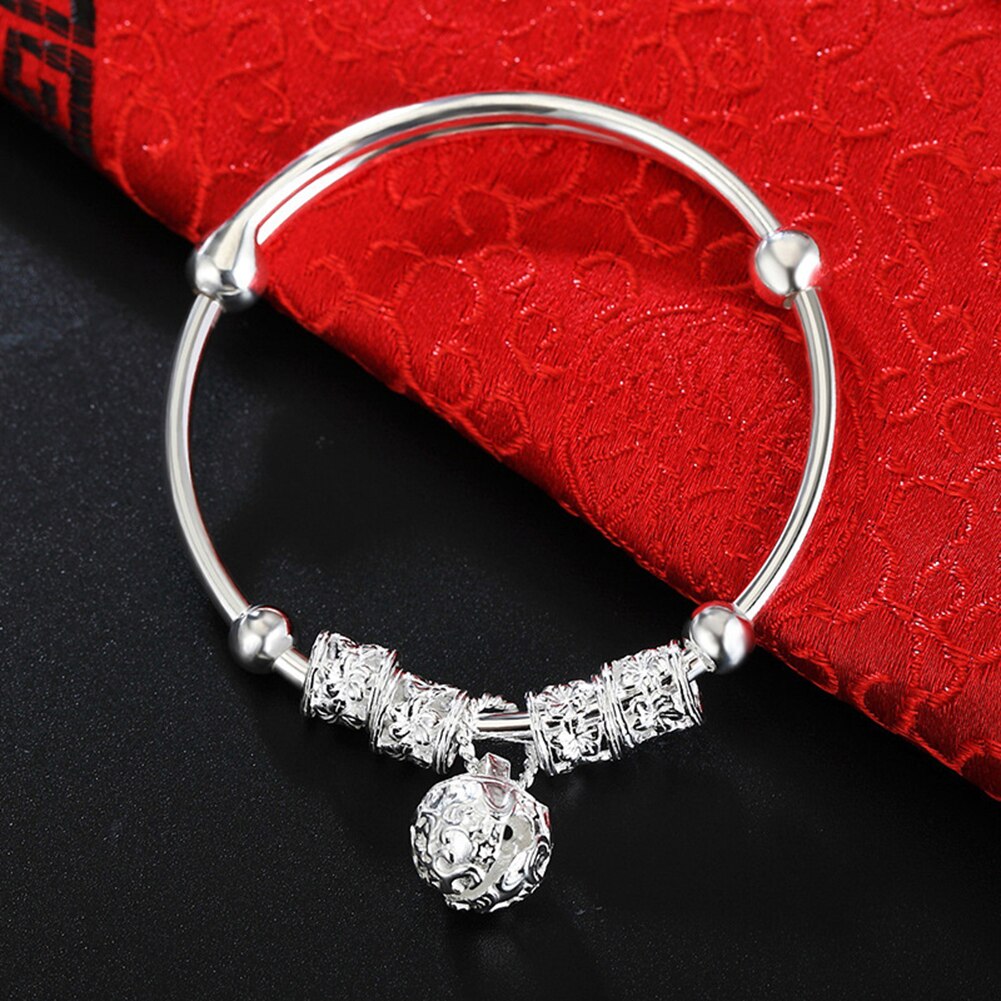 Djustable-brazalete con cascabel de plata para niños, de cumpleaños, 50-52MM, 2 uds.