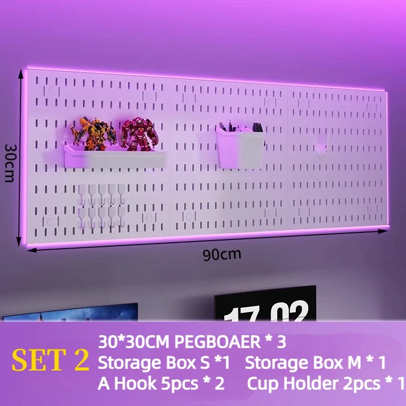Organizador de pared de tablero de clavijas DIY sin perforaciones, accesorios colgantes, estante de organización, almacenamiento para garaje, ganchos, artesanías, cocina y habitación: Marfíl