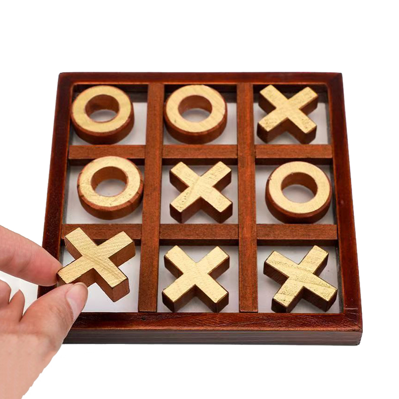 Gioco del Tris in Legno, Rompicapo Logico Divertente, Giochi da Tavolo Classici di Strategia per Adulti e Bambini, Regalo Educativo