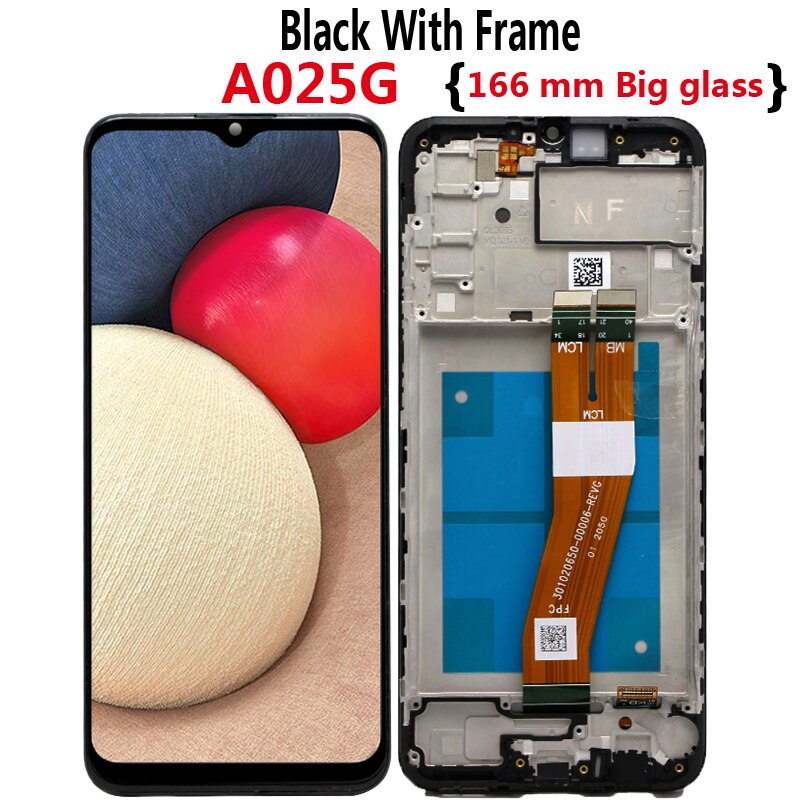 Pantalla LCD con marco para móvil, digitalizador de pantalla táctil para Samsung Galaxy A02s A025M A025F/DS A025G/DS A025G: A025G With Frame