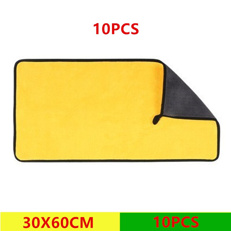 Serviette en microfibre pour lavage de voiture, 3/5/10 pièces, 600g/m2, chiffon de séchage pour peinture: green