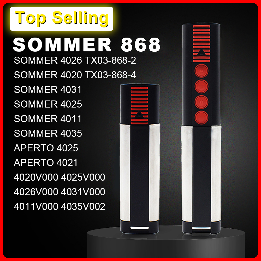 SOMMER 4020 4026 TX03 868-4 Télécommande pour porte de garage 868MHz Rolling Code 4 boutons Emetteur manuel de 4011 4021 4025 4031 4035 APERTO 4021 4025.télécommande sommer porte de garage