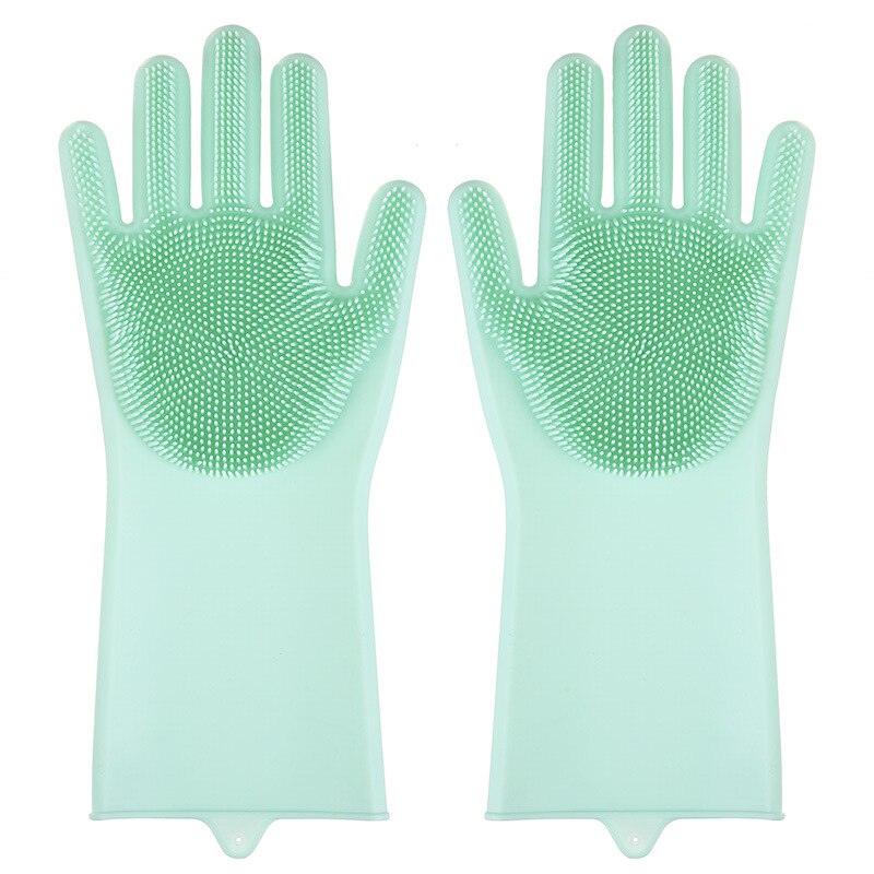 Guantes de silicona para limpieza de cocina, goma para lavar platos, guantes de herramientas, utensilios de cocina, 1 par: Green B