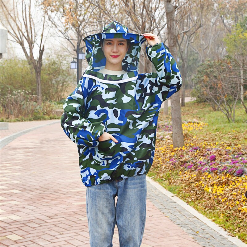 Beekeeping Clothes Storage Pocket Anti-bee Clothing Siamesed Head Mask of Upper Outer Garment for Anti bee suit: plum