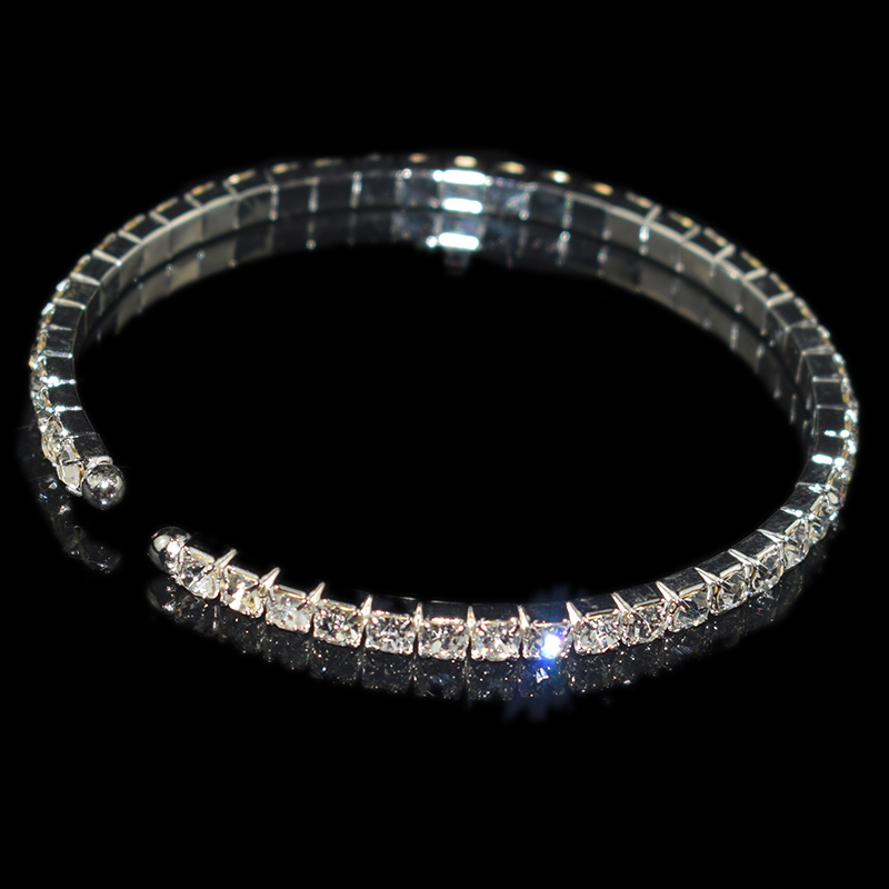 Braccialetto di cristallo classico di lusso con strass pieno bracciale tondo da ragazza bracciale in cristallo bracciale da sposa multistrato: R-   1row-3.5mm