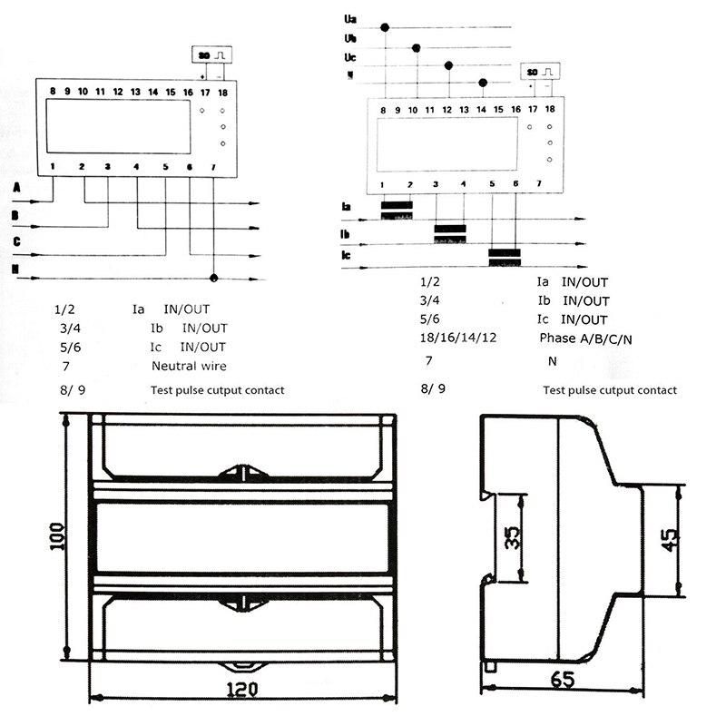 3 Phase Electric LCD Digital Energy Meter For DIN Rail Power Meter 4 Wire Power Consumption Wattmeter With Operating Instruction