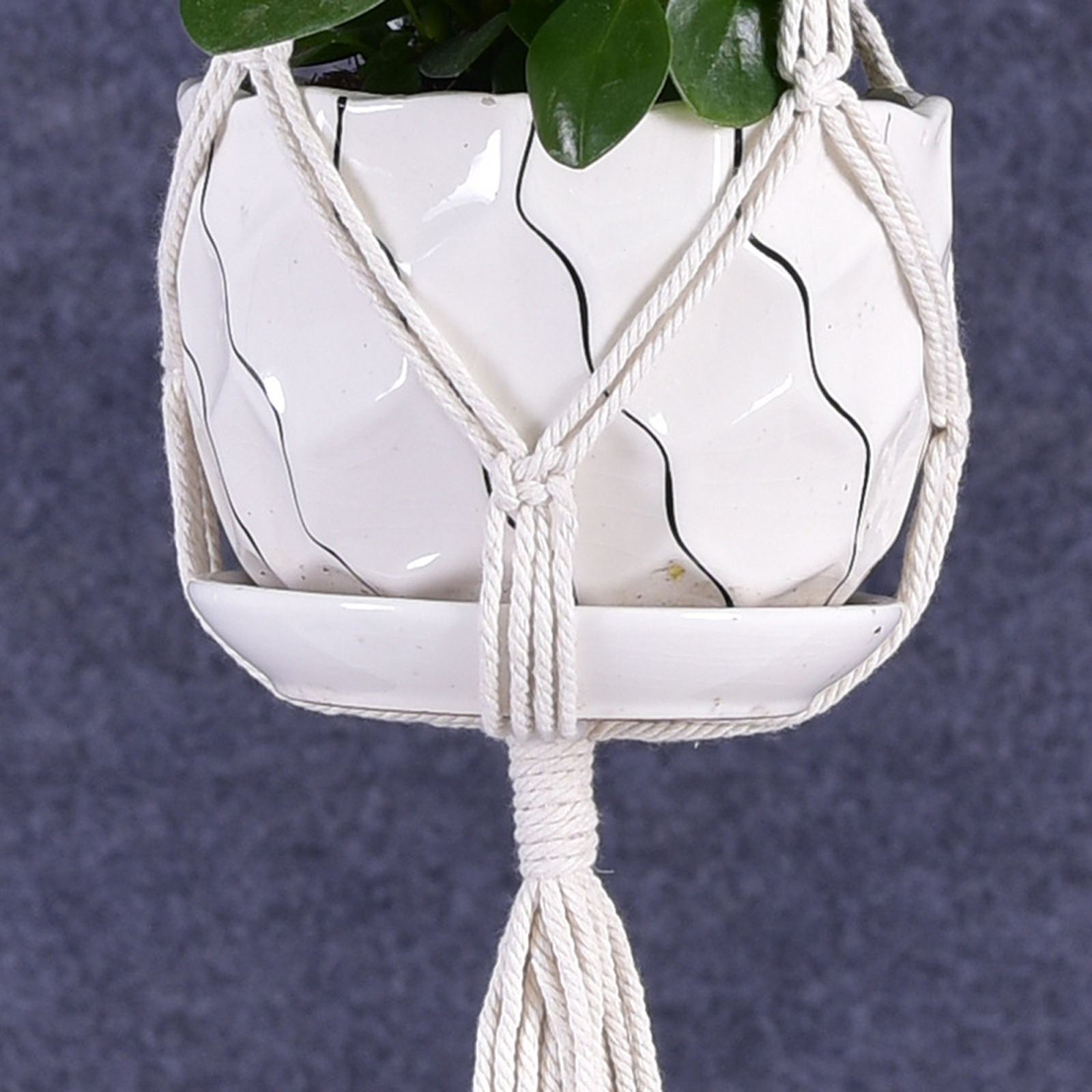 Hand-woven Macrame Cotton Rope Flower Pot Hanging Basket Net Bag Knotted Rope Flowerpot Plant Holder Home Garden Decor