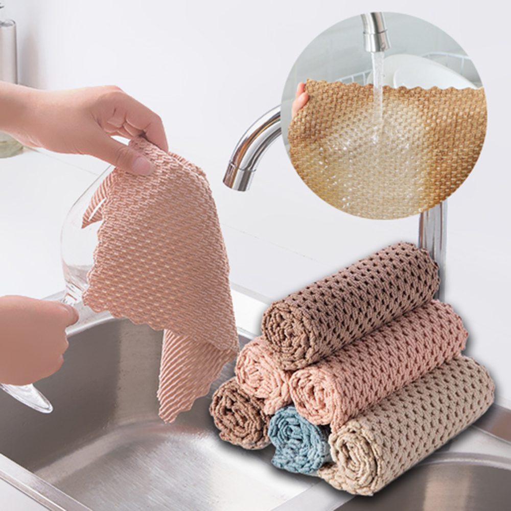Trapo de microfibra para limpieza de cocina duradero, paño de limpieza con absorción de agua y antigrasa, Trapos de toalla para platos gruesos