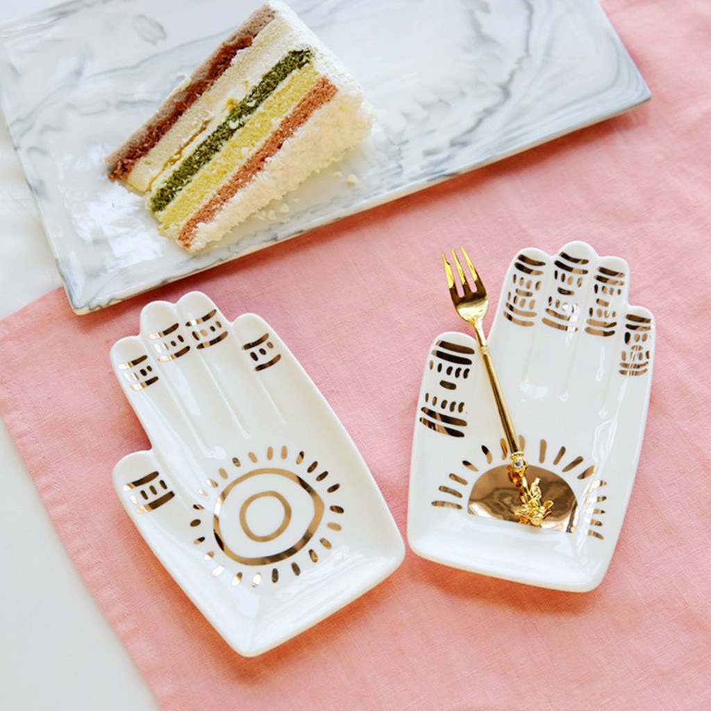 Dessert Plate Ceramic Jewelry Plate Decor Craft Home Tableware Dinner Plate Dish Dinnerware Cake Plates Tray Fruit Dishes