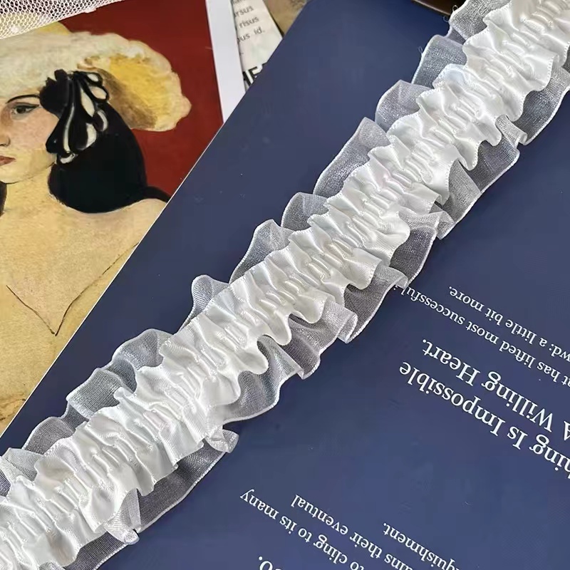 4CM de ancho bordado cuentas de flores blancas tela de encaje de tul cinta para ajuste DIY costura volante apliques Collar decoración de vestido de Dubái: Blanco
