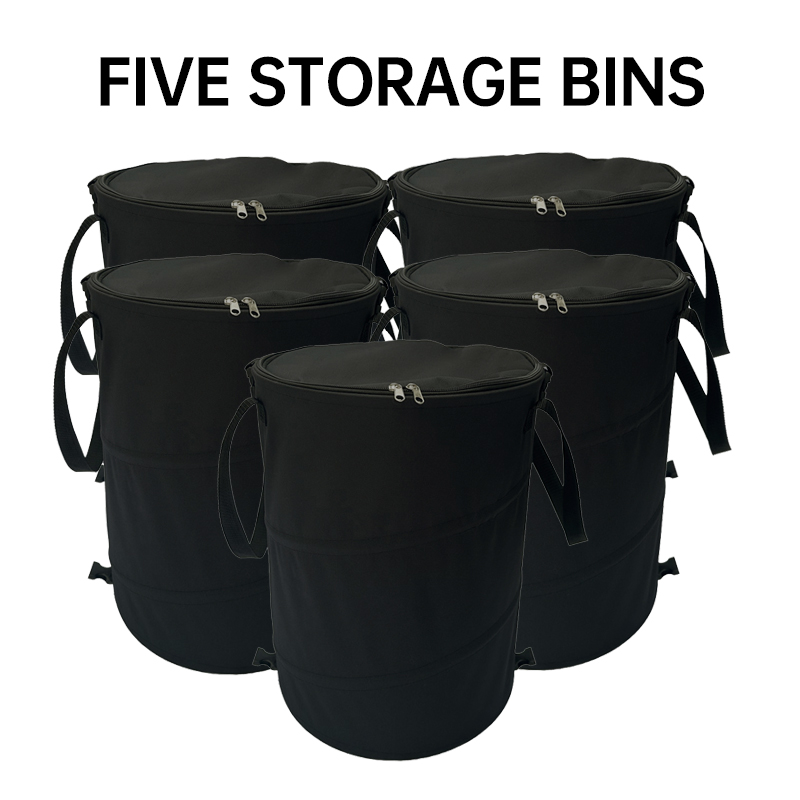 Camping Trash Can Pop-up Circular Storage Pail Canvas Foldable Recycling Bin Outdoor Garbage Garden Yard Garbage Bag