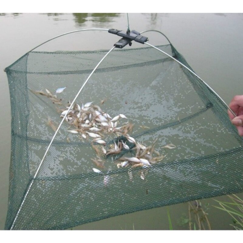 DEDOMON Automatisk Fiskefælde Net - 4-8 Huller, Foldbart Nylon Kastnet til Rejer, Krabbe, Fisk: Firkant 60-60cm