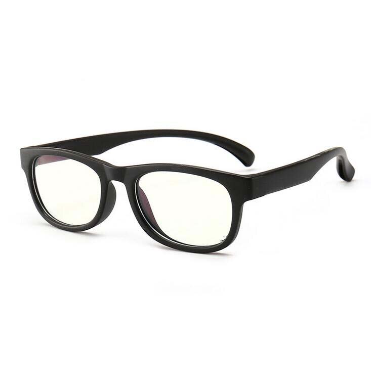 Dreng og pige anti-blå firkantet børn optiske briller silikone barn flad spejl briller stel briller: Sort ramme