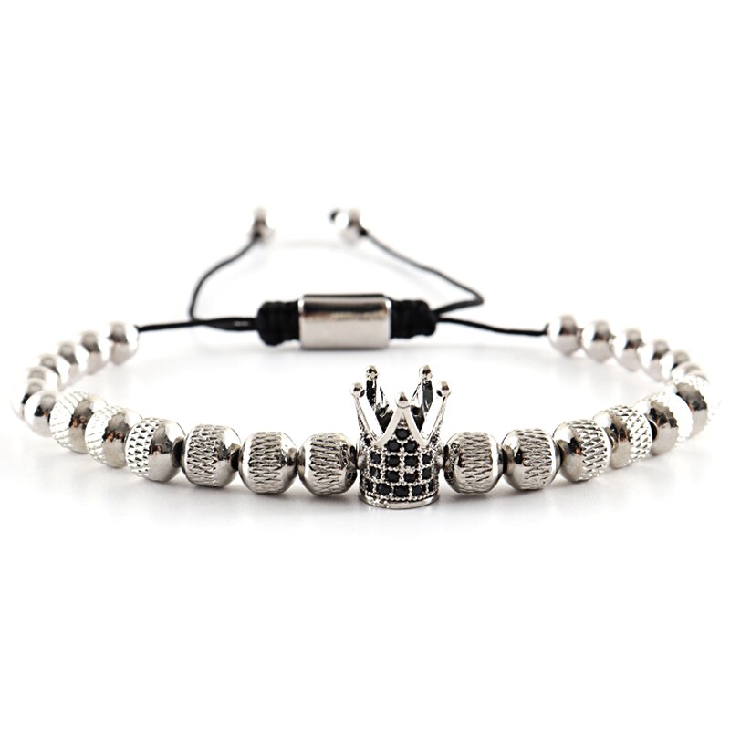 2022 Kroon Charme Armband Mannen Eenvoudige Klassieke Verstelbare Touw Handgemaakte Weave 6Mm Bead Armband Voor Mannen Sieraden: 7