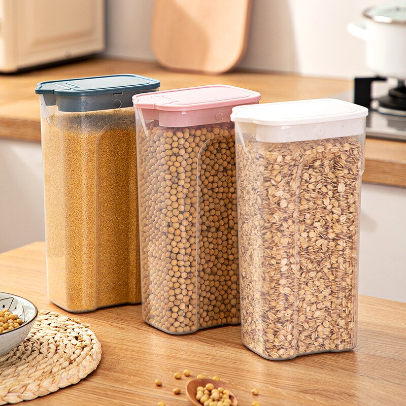 Tarro sellado transparente para cocina, caja de almacenamiento de cereales y granos para el hogar, organizador de latas herméticas, contenedor clasificado a granel