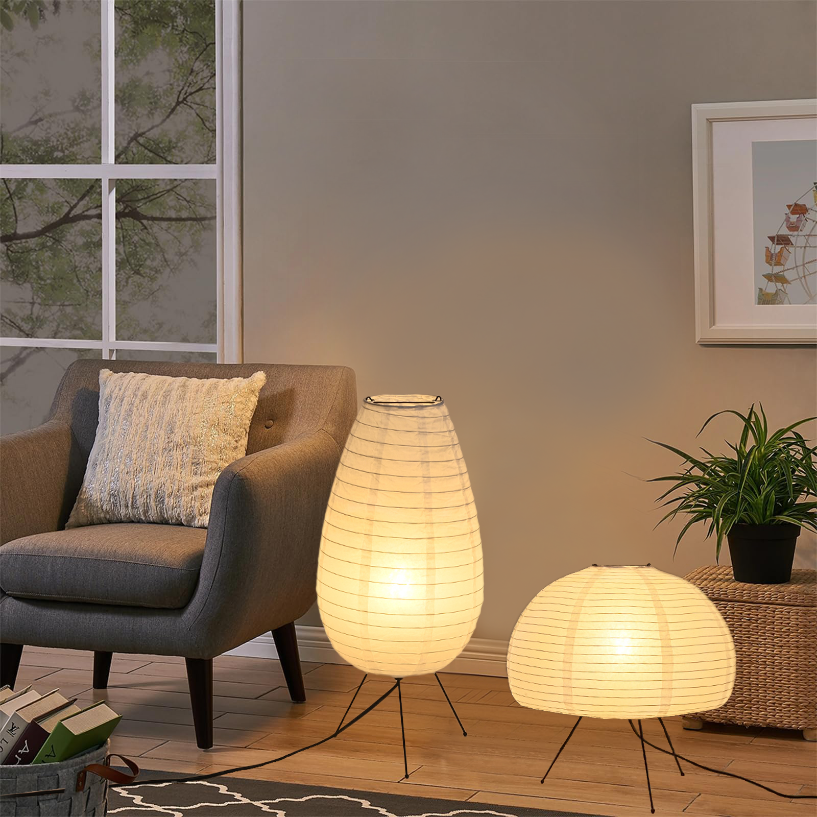 Nogy Noguchi Stijl Lamp Rijstpapier Vloerlamp Retro Creatieve Bedlamp Geschikt Voor Decoratie Van Studie/Slaapkamer/Woonkamer