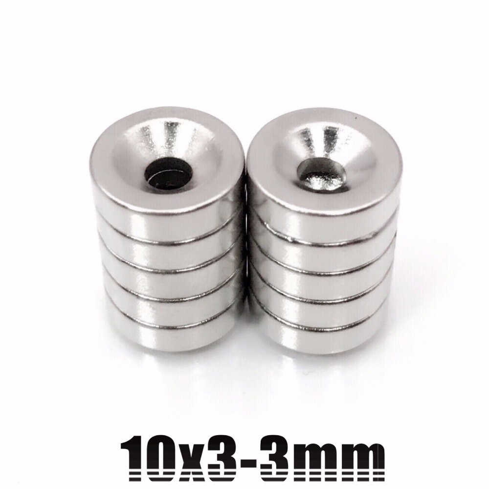 50 pcs N35 Super Strong Ronde Neodymium Verzonken Ring Magneten 10mm x 3mm Gat: 3mm Zeldzame Aarde 10*3mm 10x3mm