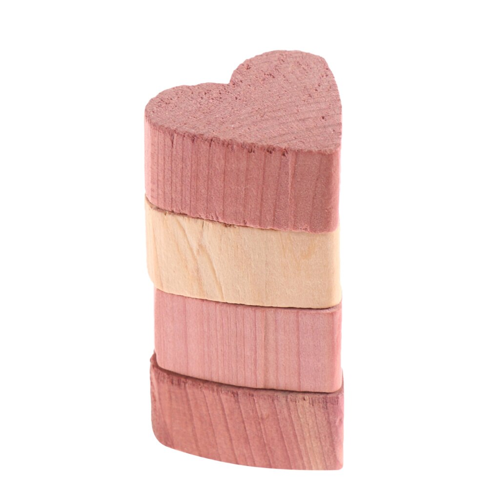 20 stuks houten blokken in hartvorm, natuurlijk cederhout, vochtbestendig, versiering voor thuis (houtkleur)