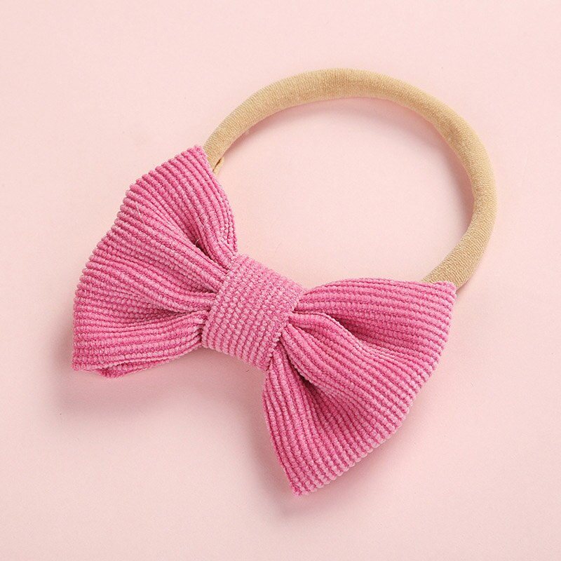 Cute Baby Girl Headband Nylon Bows Elastic Newborn Kids Turban Hair Band Headbands For Girls Haarband Baby Hair Accessories: rose