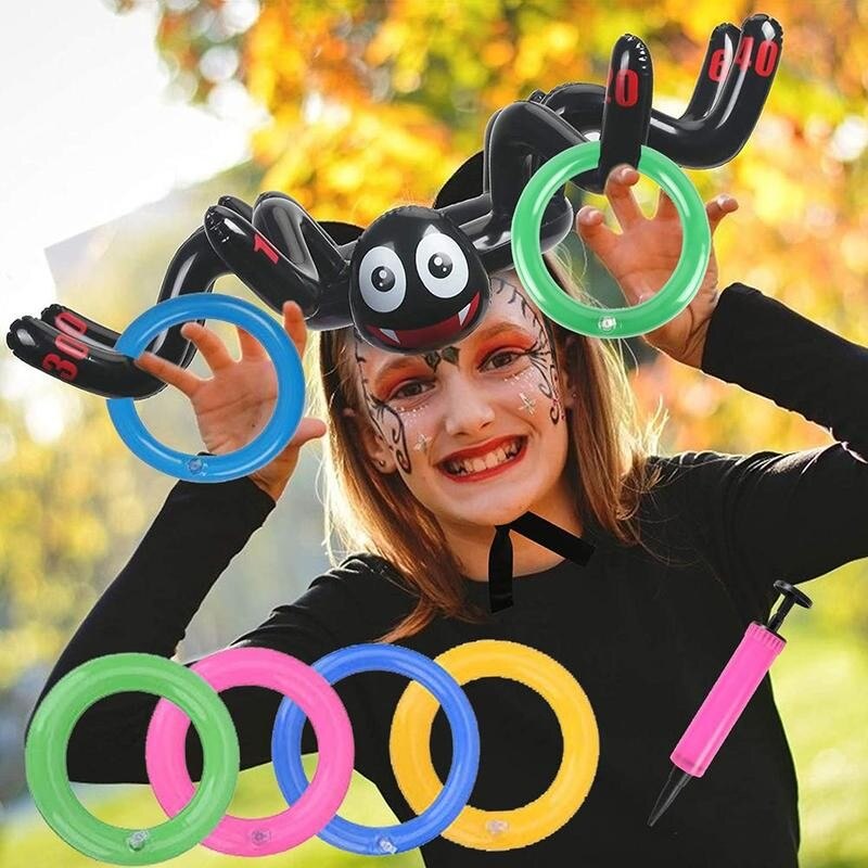 Anelli di lancio del ragno gonfiabile creativo gioco del giocattolo del ragno di Halloween festa di natale lancio giocattolo gonfiabile per bambini Ri L3K5